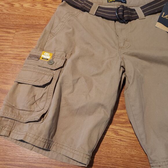 Lee Shorts Mens 29 Bourbon Stretch Cargos Belted Hiking Cotton Outdoor Pockets - Picture 3 of 6